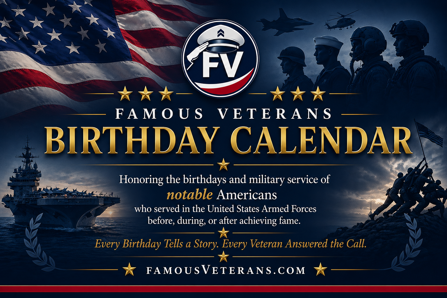 Famous Veterans Birthday Calendar
